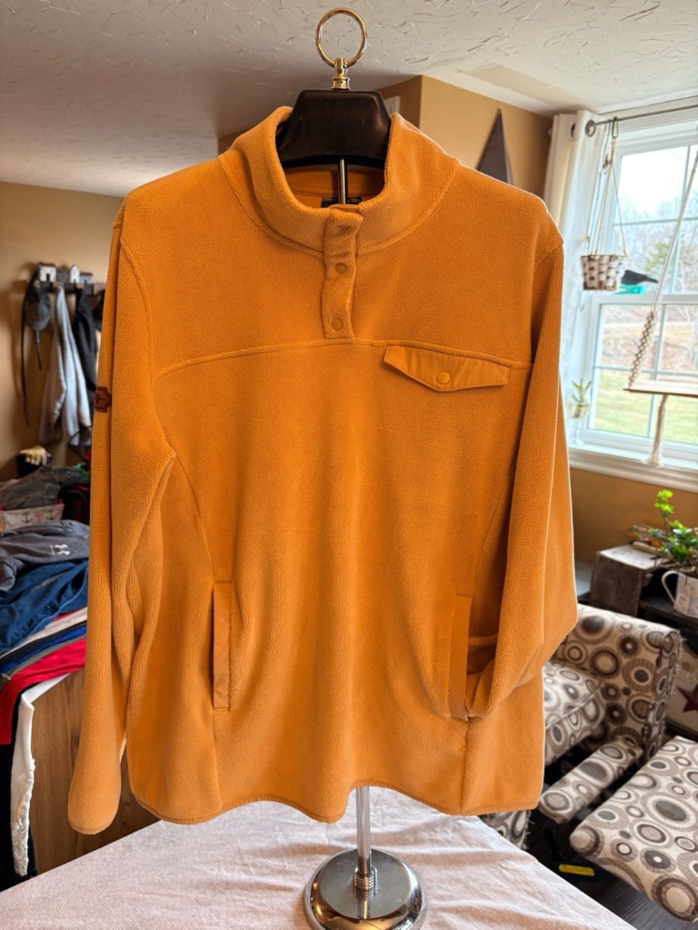 32 Degrees Ochre Button Mock-Neck Pullover Sweater